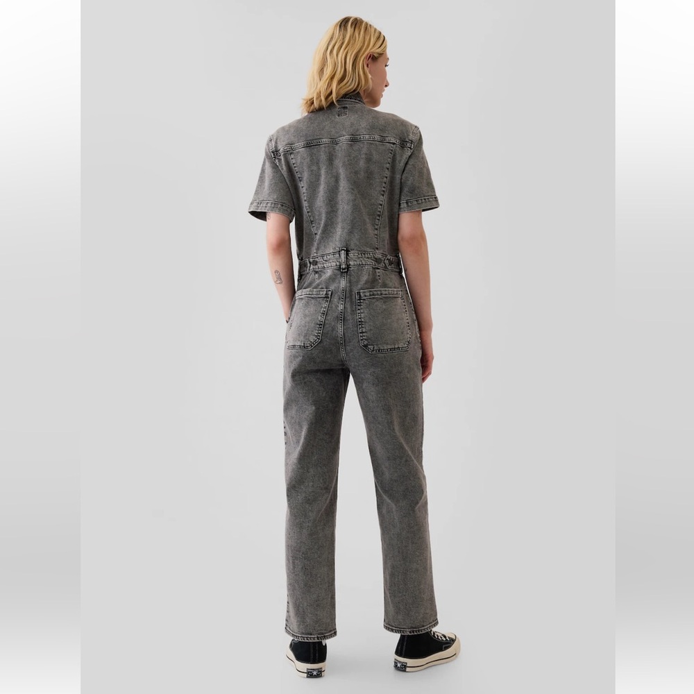 Black Denim Long Jumpsuit